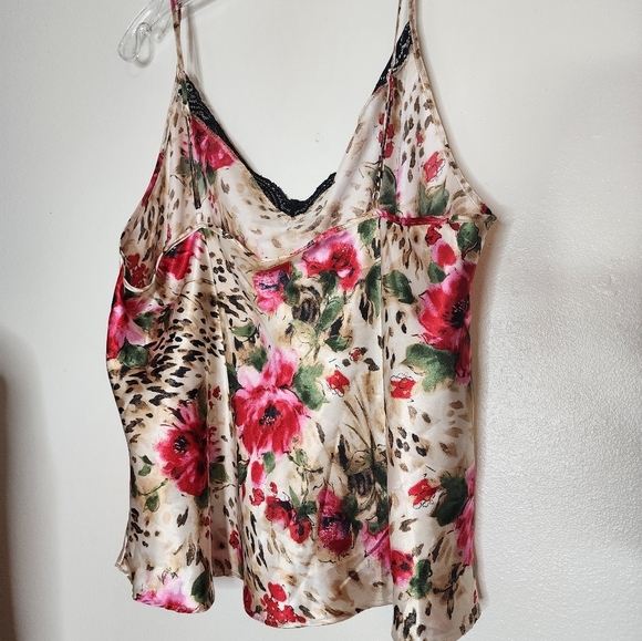NEW Secret Treasures Chemise Leopard & Floral Print Women's Top Lace Trim Edgy - Picture 6 of 7